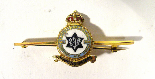 Appraisal: Military Auxiliary Air Force ct gold bar brooch with enamel