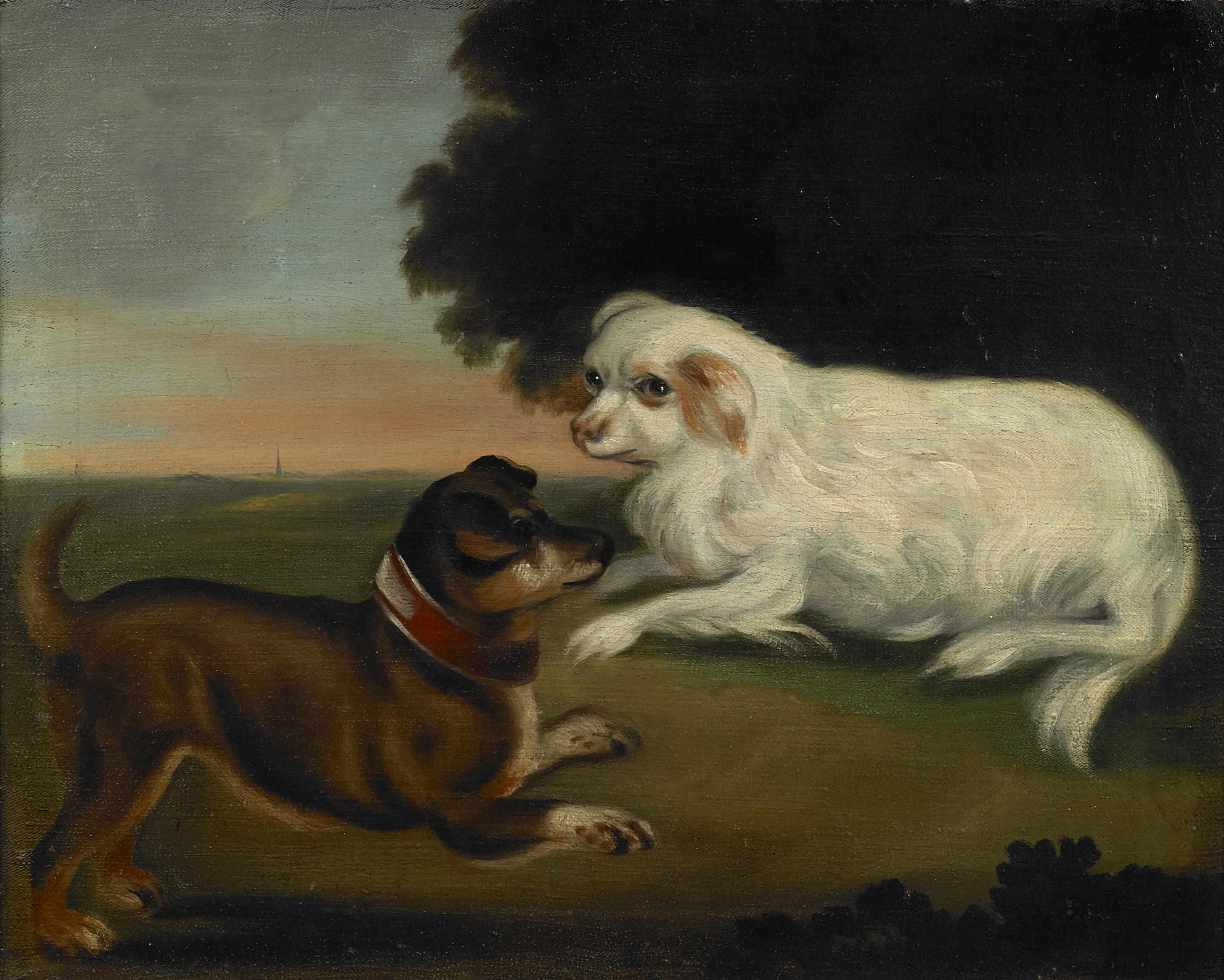 Appraisal: Property of various owners English School Two dogs in a