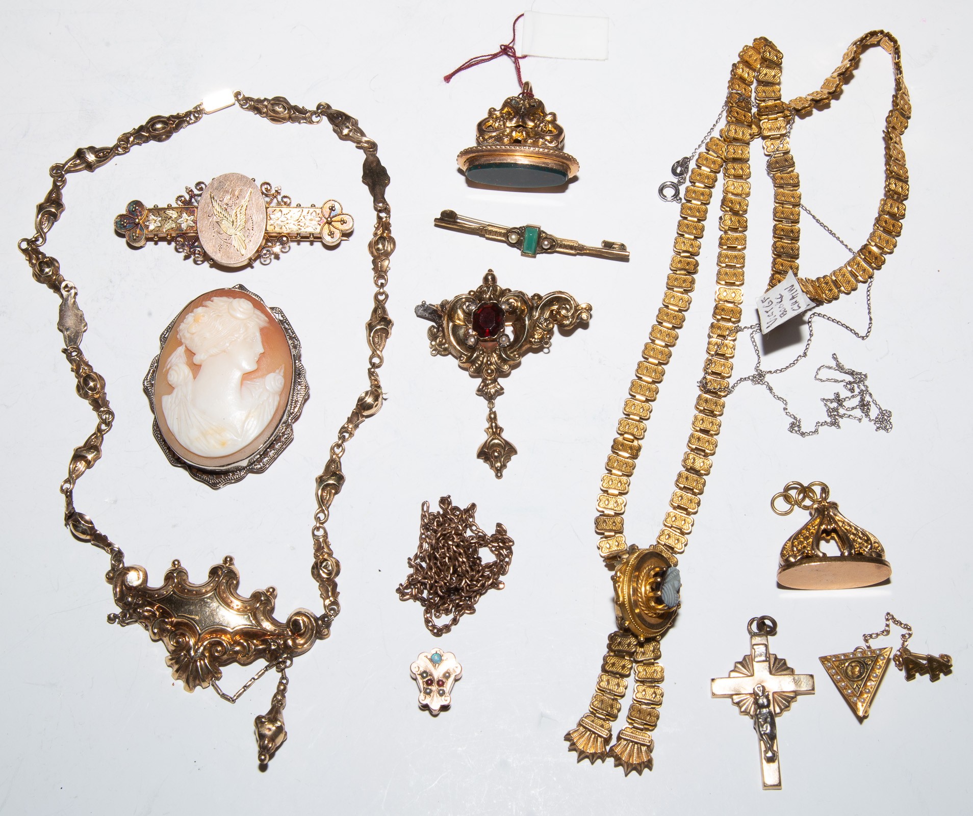 Appraisal: A COLLECTION OF VICTORIAN GILT JEWELRY Including gold filled cameo