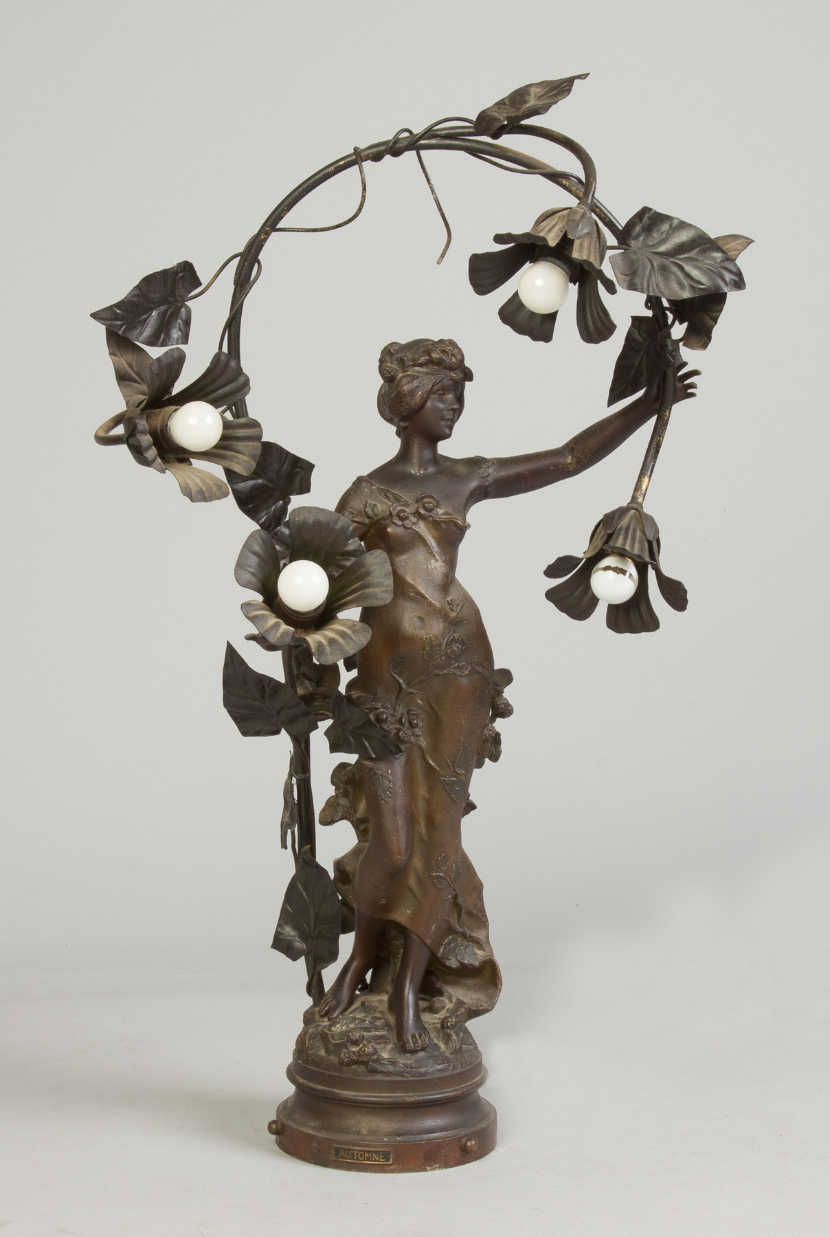 Appraisal: Art Nouveau Newell Post Lamp Automne