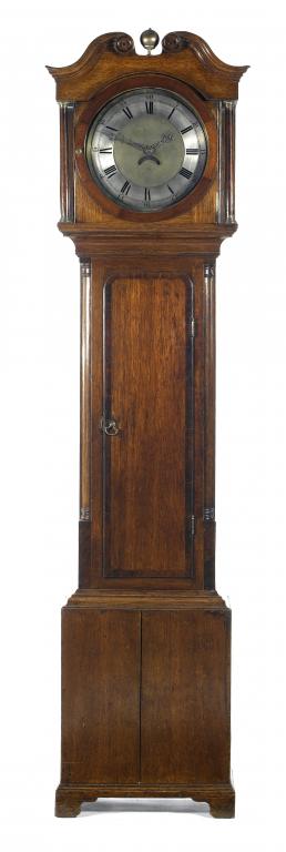 Appraisal: A GEORGE III OAK LONGCASE CLOCK the circular brass dial