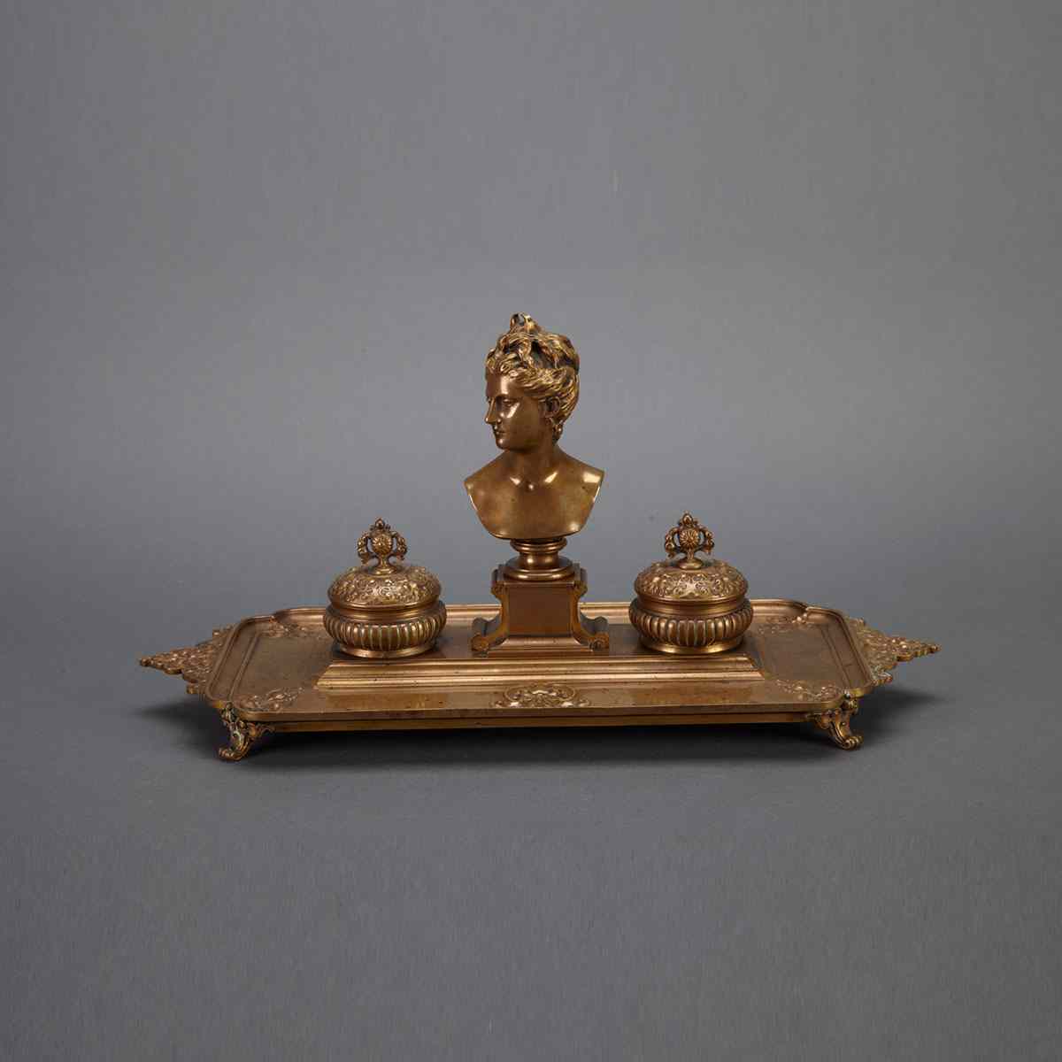 Appraisal: French Gilt Bronze Desk Stand F Barbedienne th century with