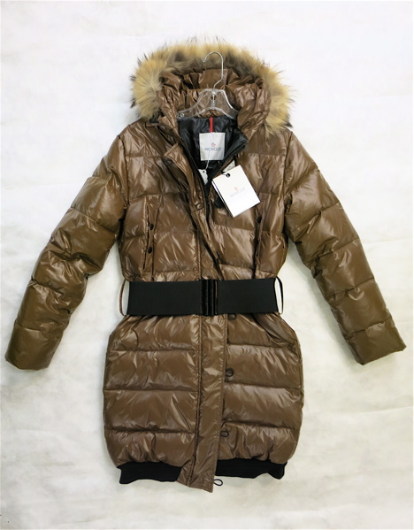 Appraisal: MONCLER WOMEN'S COAT WITH FOX FUR COLLAR brown quilted down-filled