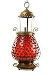 Appraisal: HANGING VICTORIAN HALL LAMP - Hobnail Cranberry Glass and Brass