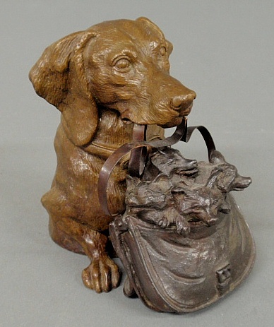 Appraisal: - Bergman Franz Xavier Austrian - bronze hound form inkwell