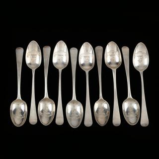 Appraisal: Assembled Set of Georgian Silver Tea Spoons five with shell