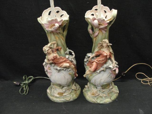 Appraisal: Pair of Porcelain Figural Lamps Amphora or Telfritz From a