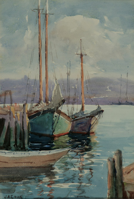 Appraisal: John A Cook American - Harbor Scene Signed J A