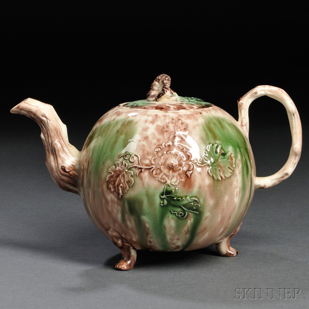 Appraisal: Staffordshire Cream-colored Earthenware Teapot and Cover England c attributed to