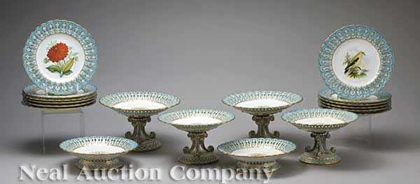 Appraisal: A German Porcelain Dessert Service mid- th c with reticulated