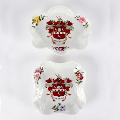 Appraisal: Two Chamberlain's Worcester armorial dishes circa printed red marks each