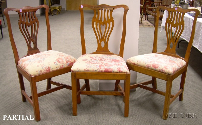 Appraisal: Set of Six Provincial Georgian Fruitwood Dining Chairs with Upholstered