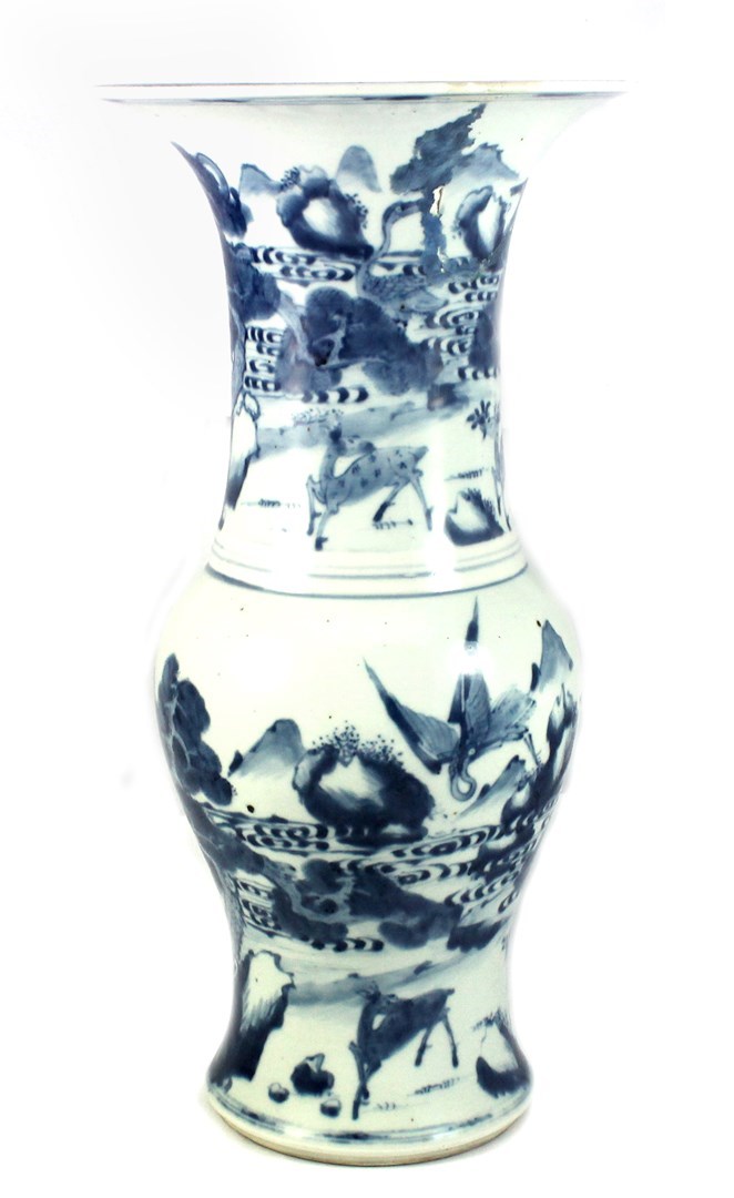 Appraisal: A Chinese blue and white yenyen vase probably th century