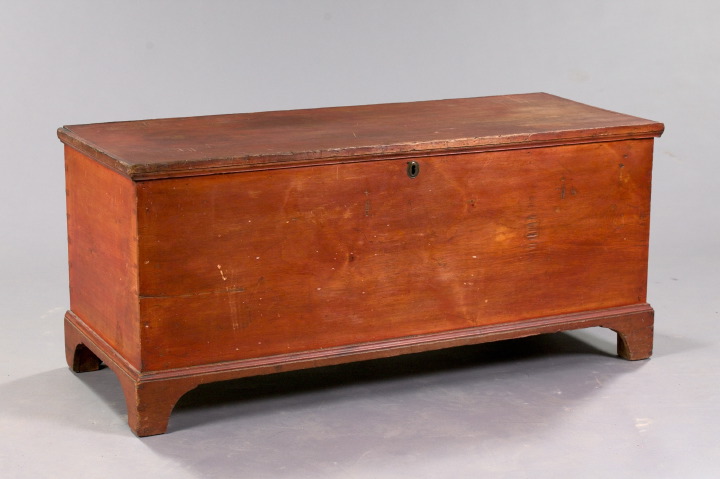 Appraisal: Early American Six-Board Poplar Blanket Chest the surface retaining traces