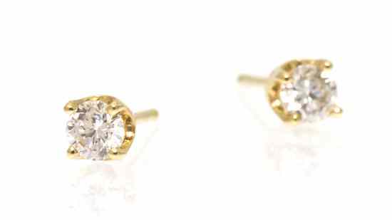 Appraisal: A Pair of Karat Yellow Gold and Diamond Stud Earrings