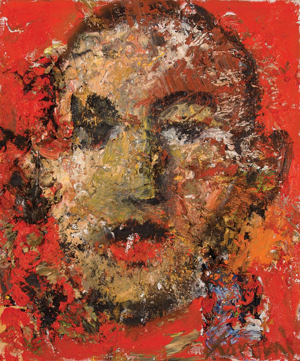 Appraisal: David Harouni Iranian New Orleans b Untitled Face oil on