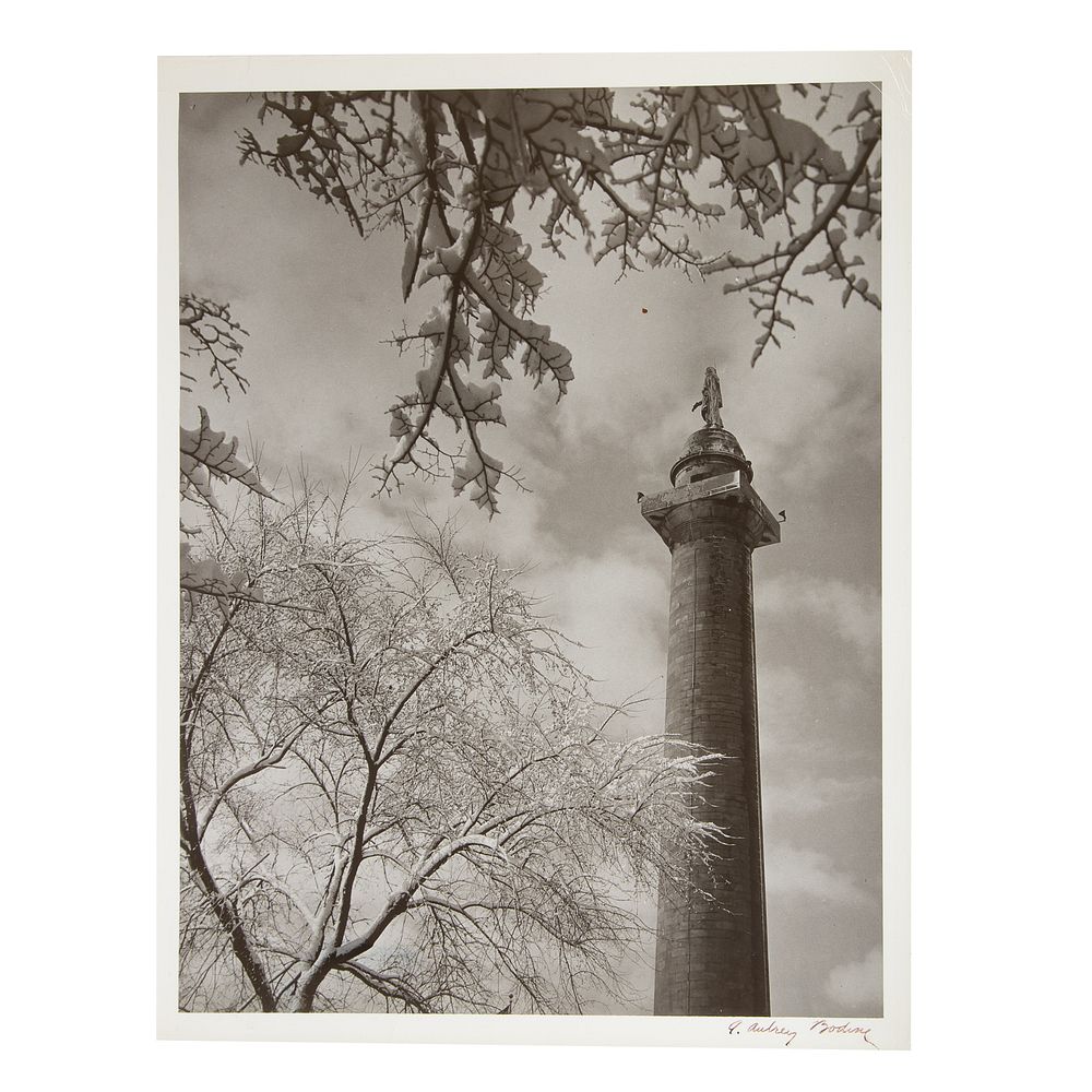 Appraisal: A Aubrey Bodine Washington Monument in Snow American - Gelatin