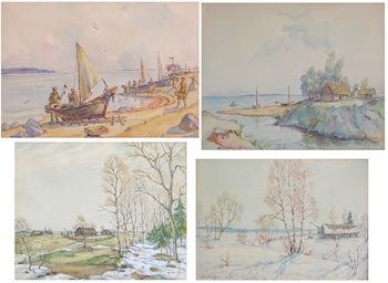 Appraisal: A Kulkoff Continental School Early-Mid th Century Four framed watercolors