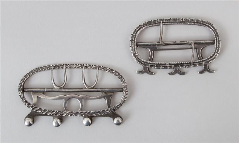 Appraisal: TWO SILVER STOCK BUCKLES One stock buckle engraved 'David Stevens