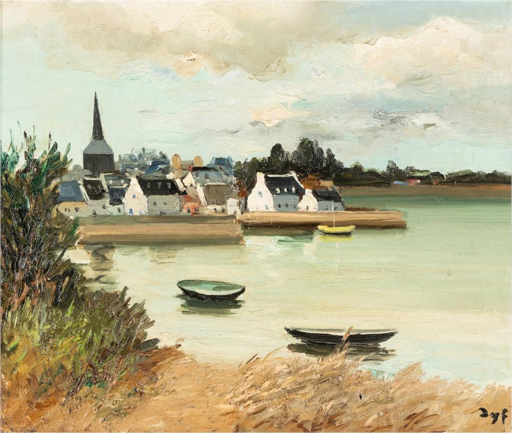 Appraisal: MARCEL DYF - coastal village oil on canvas signed lower