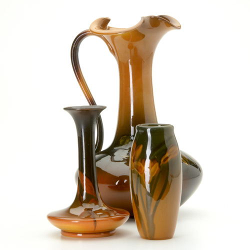 Appraisal: ROOKWOOD Three Standard Glaze vessels tall ewer by A M