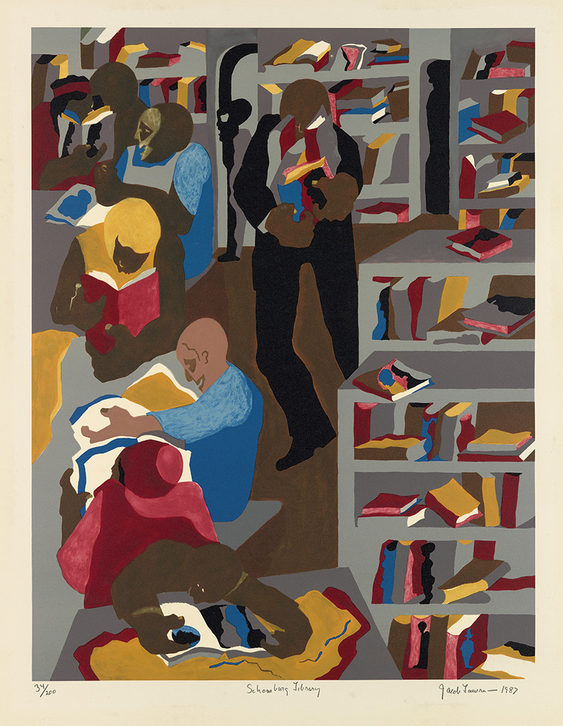 Appraisal: JACOB LAWRENCE - Schomburg Library Color lithograph on Arches paper