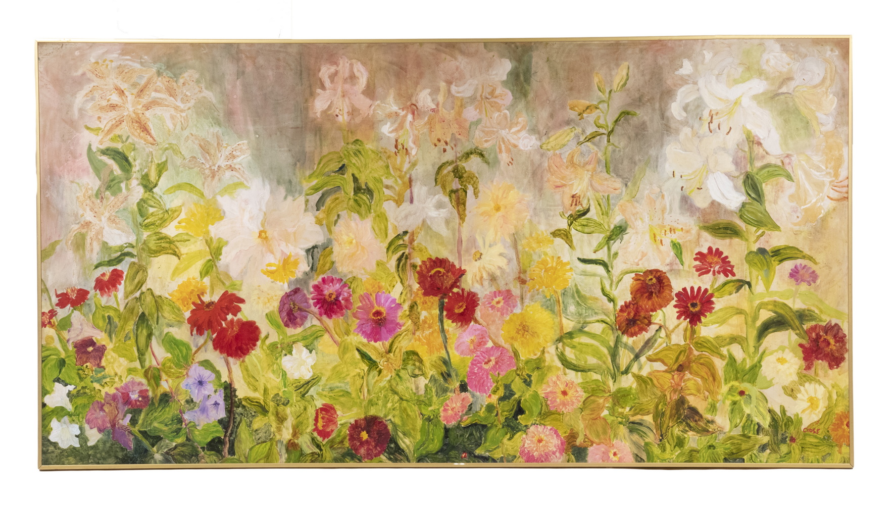 Appraisal: PRISCILLA CROSS CONTEMPORARY MAINE Summer Flower Garden oil on hardboard