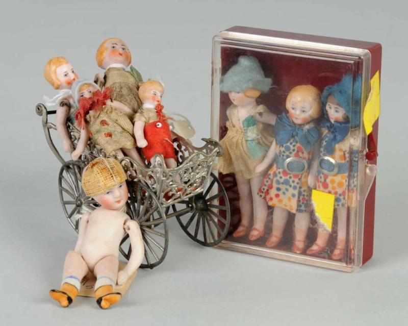 Appraisal: Lot of German All Bisque Dolls Description s Flapper girls