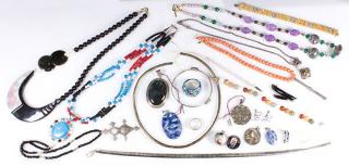 Appraisal: Collection of gem silver and fashion jewelry Collection of gem