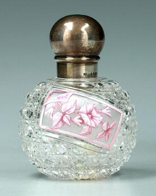 Appraisal: Cut glass perfume diagonal panel of floral cameo glass white