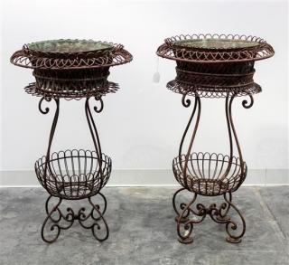 Appraisal: A Pair of Victorian Wirework Jardinieres th th century each