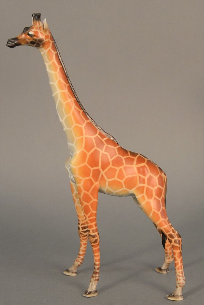 Appraisal: Herend Natural Giraffe porcelain sculpture ht Herend Natural Giraffe porcelain