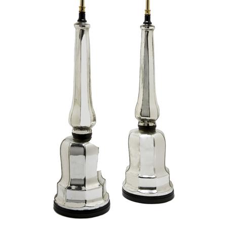 Appraisal: Pair of Mercury Glass Style Two-Light Lamps Estimate -