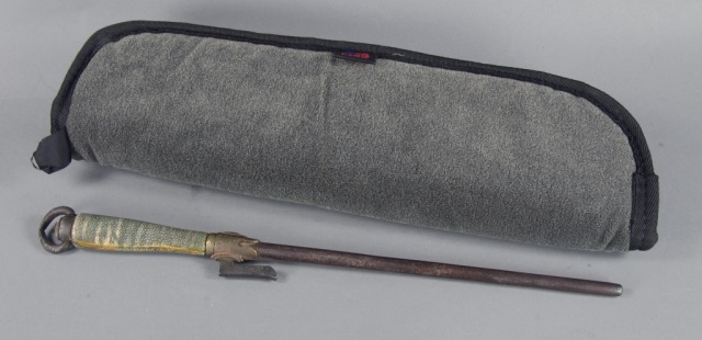 Appraisal: Iron Japanese JutteTapered cylindrical boshin with copper and bronze seppa