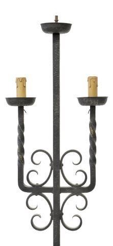 Appraisal: French wrought iron floor lamp originally holding candles an upper