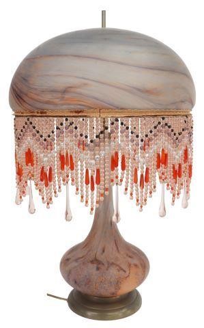 Appraisal: French multi-colored marbled art glass table lamp Vianne pour Suberville