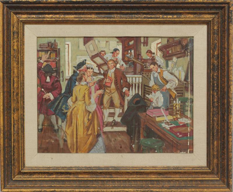 Appraisal: After Dean Cornwell - Benjamin Franklin in His Philadelphia Print