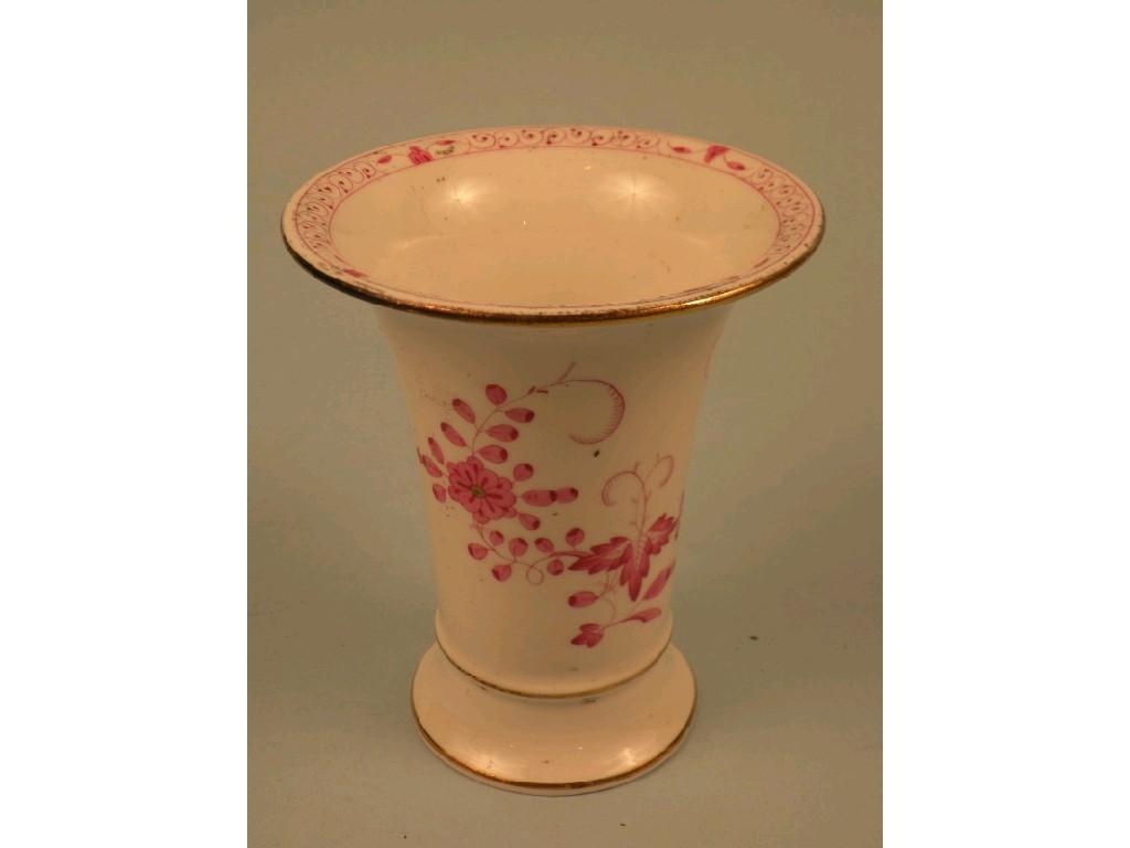 Appraisal: A porcelain tapering cylindrical vase decorated in pink with flowers