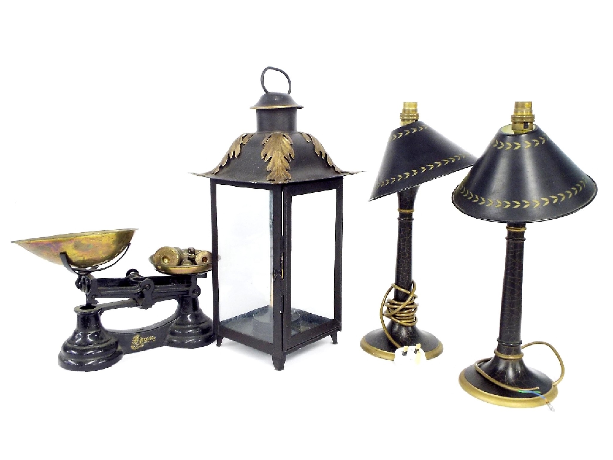 Appraisal: Decorative - to include a cast metal and glass lantern