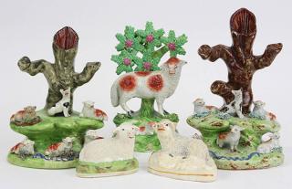 Appraisal: lot of English Staffordshire figural groups mostly th century one