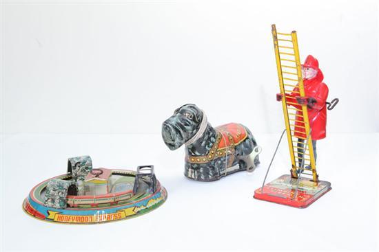 Appraisal: THREE MARX WIND UP TOYS Tin Honeymoon Express large tin