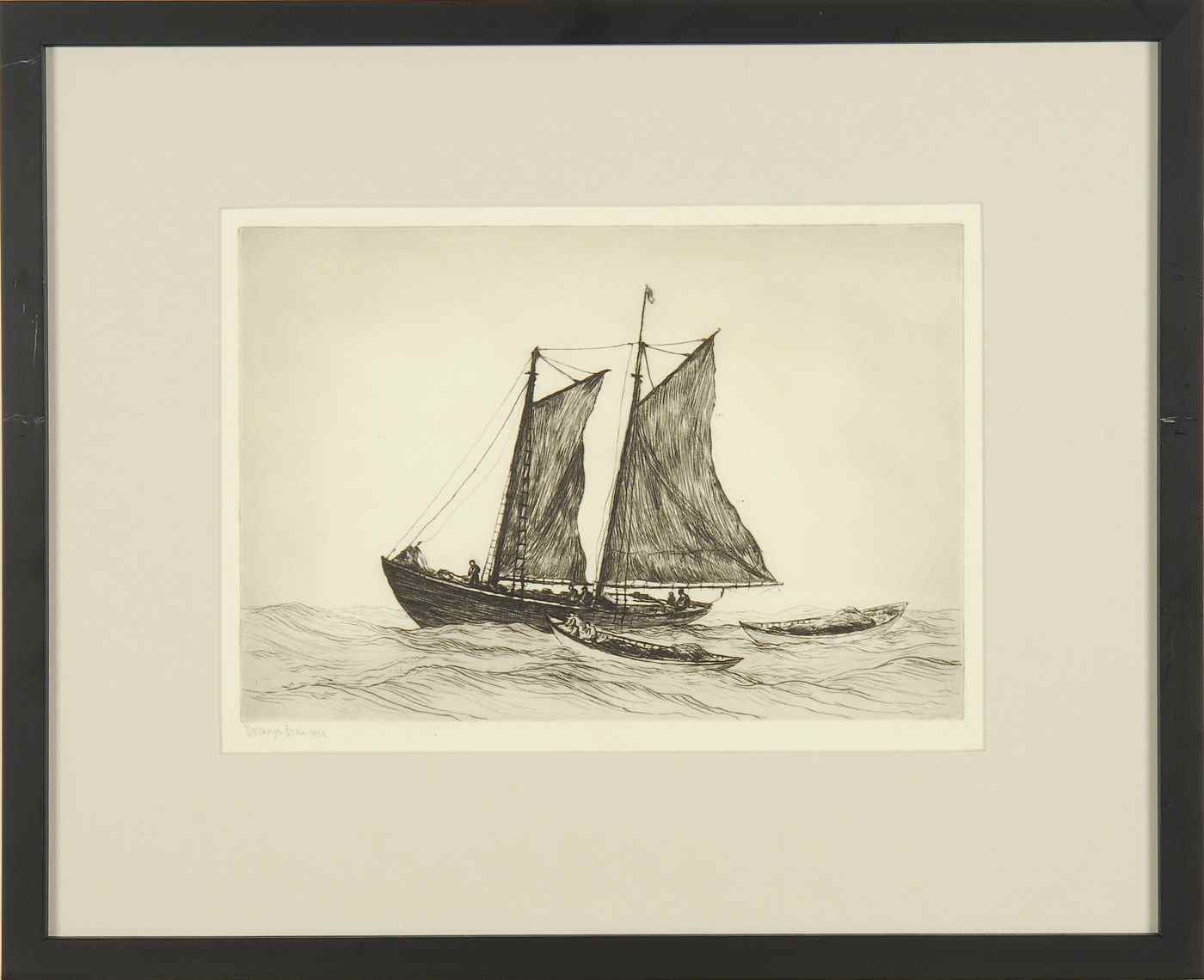 Appraisal: REYNOLDS BEALAmerican - Marine view with three small vessels Signed