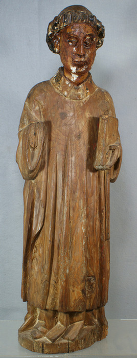 Appraisal: Large carved wood figure of St Anthony h Continental th