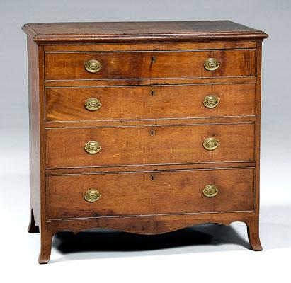 Appraisal: Pennsylvania Federal walnut chest molded top four dovetailed drawers with