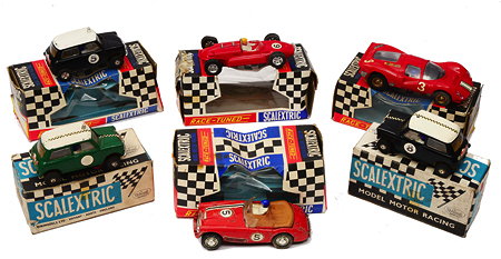 Appraisal: A GROUP OF SIX SCALEXTRIC CARS some in original boxes