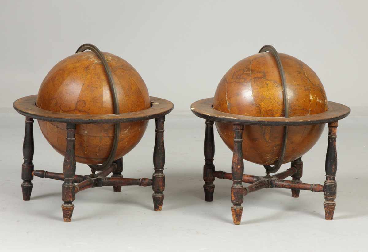 Appraisal: Pair of Table Globes by Newton Son New Improved Discovery