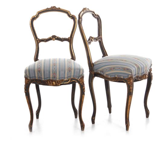 Appraisal: Pair Continental gilt and painted side chairs late th century