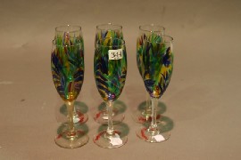 Appraisal: A set of six signed and handpainted champagne flutes by