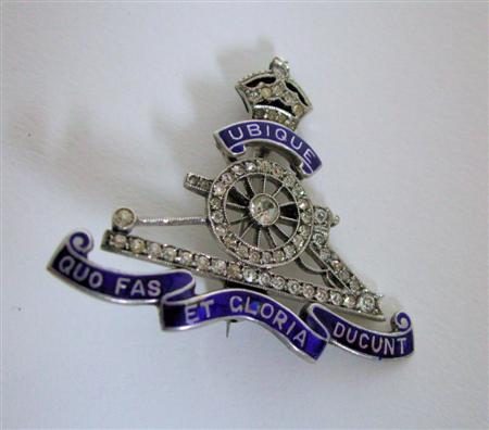 Appraisal: Royal Artillery a silver enamel and paste set brooch modelled