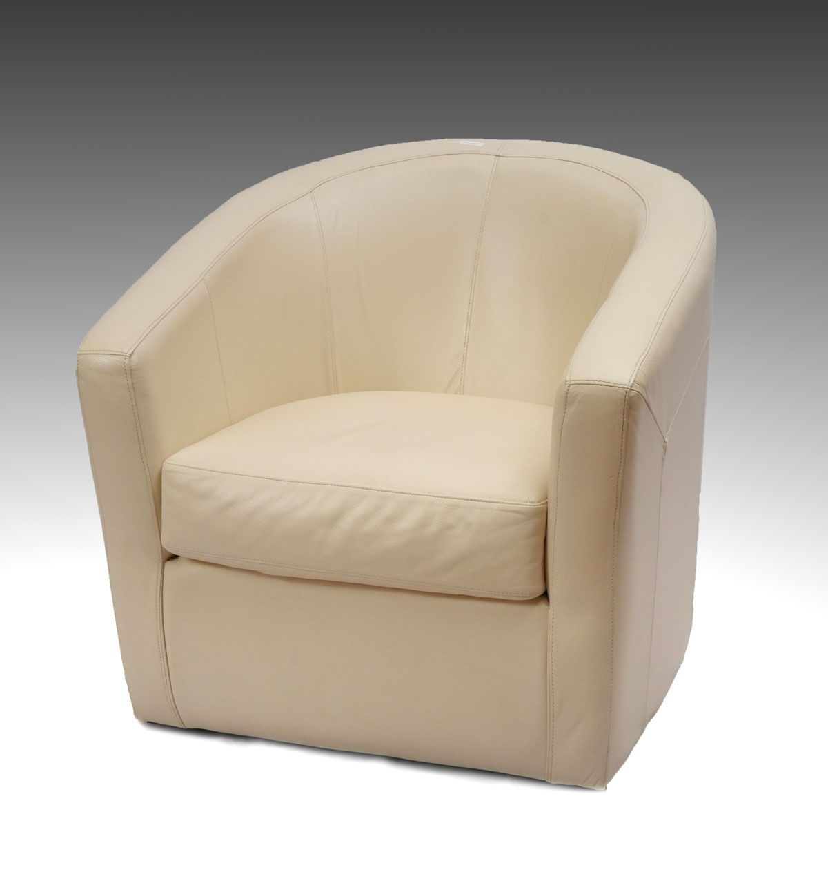 Appraisal: OFF-WHITE LEATHER CLUB CHAIR Leather continuous arm club chair on